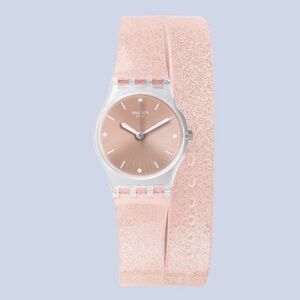 SWATCH PINKINDESCENT LK354C Swiss Watch Rose Gold Double Wrap Silicone Strap